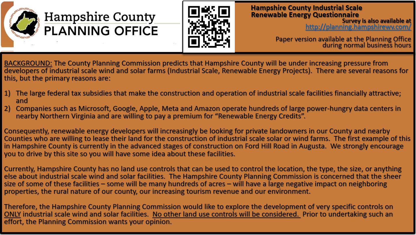 Hampshire County WV Industrial Scale Renewable Energy Questionnaire